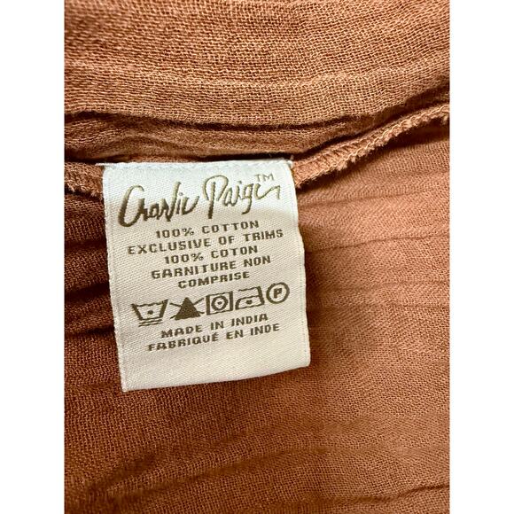 NWT Peasant Dress with Tiered Skirt Balloon Sleeves Brown Size XL - Picture 8 of 8